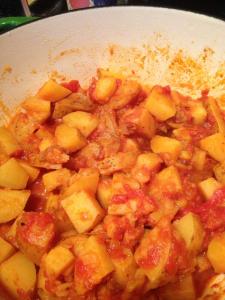 potatoes with onion tomato and sweet pepper