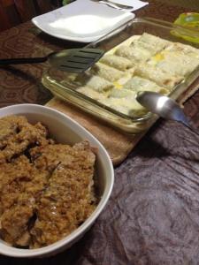 pork braised in milk and spinach and prosciutto crespelle