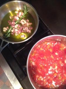 sauce with pancetta and rosemary