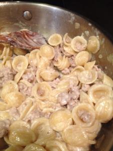 sausages and cream sauce